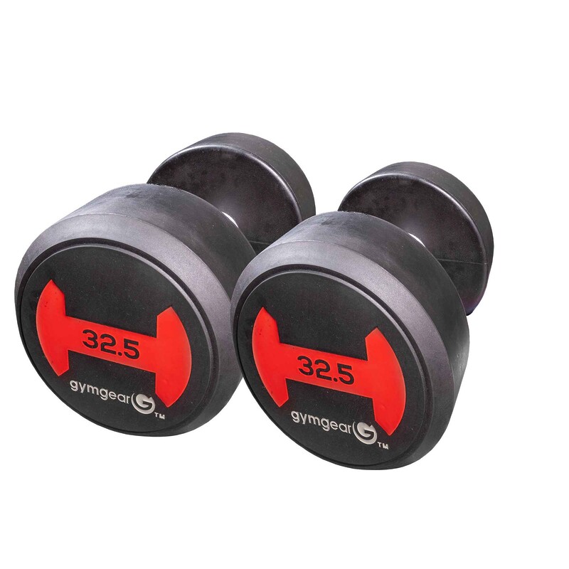 Commercial 32.5kg Rubber Dumbbells Pair