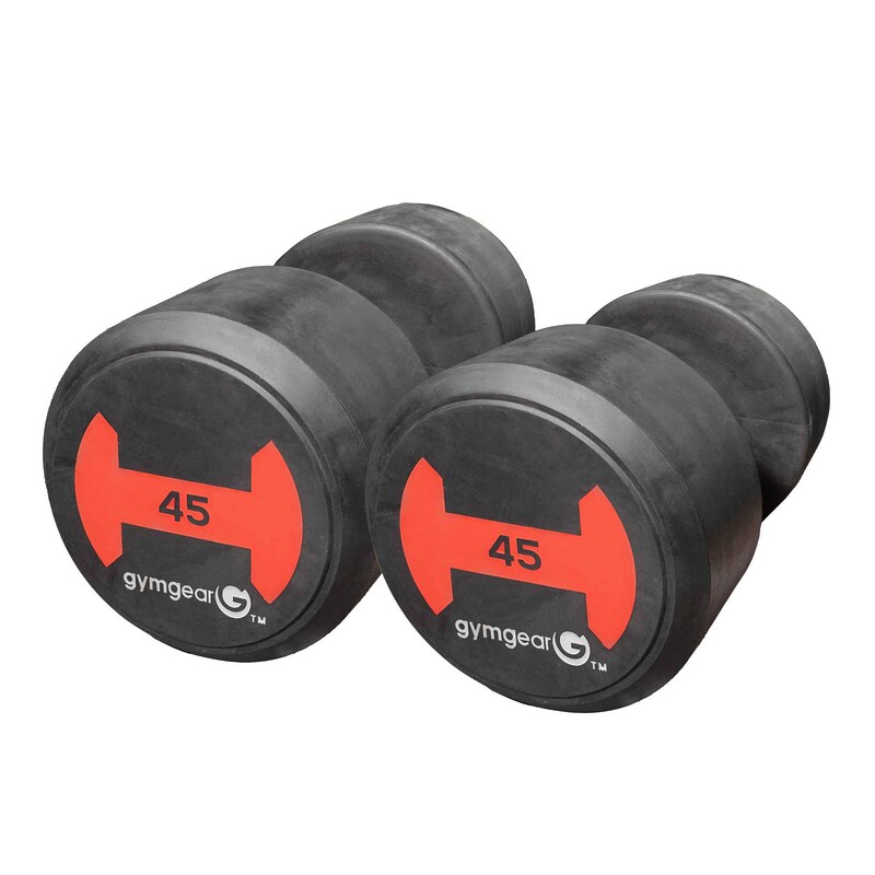 Commercial Grade 45kg Rubber Dumbbells Pair